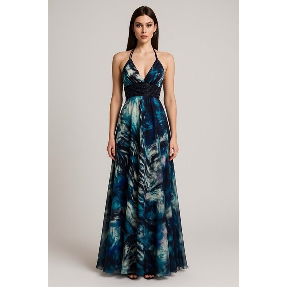 CACHE maxi dress gown beaded backless sequins satin floral Y2K party evening 4 - Picture 1 of 14